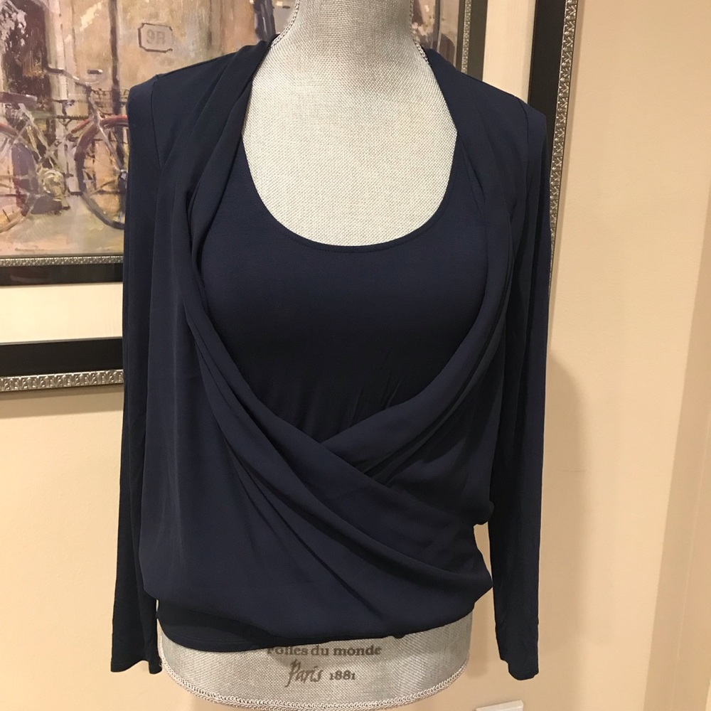 WHBM Navy Color Blouse - Picture 3 of 8